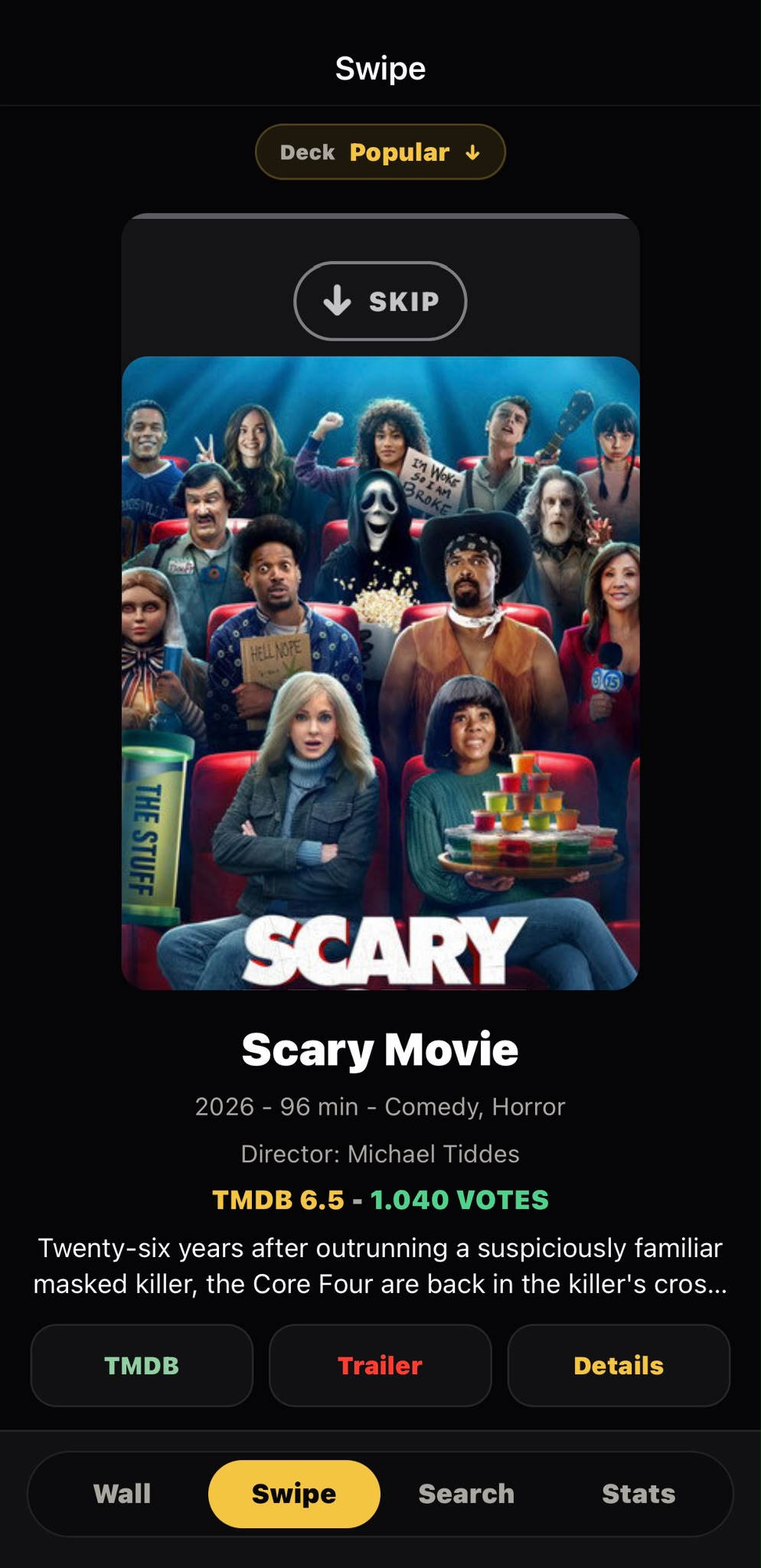 MovieWall Swipe screen skipping a movie for now